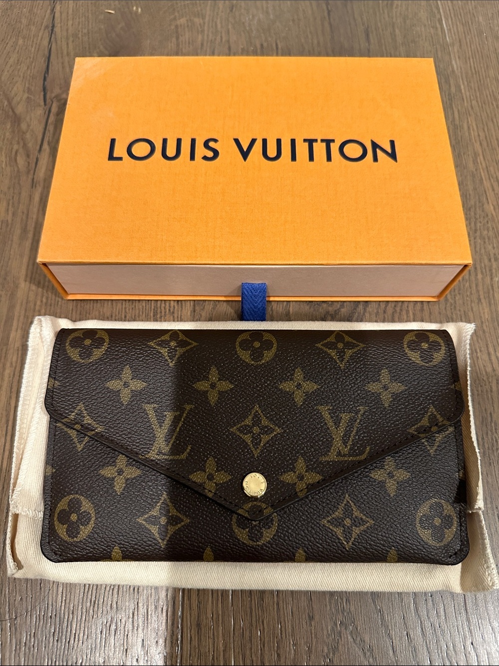 Louis Vuitton Monogram Canvas Envelope Wallet in Brown with Gold Hardware